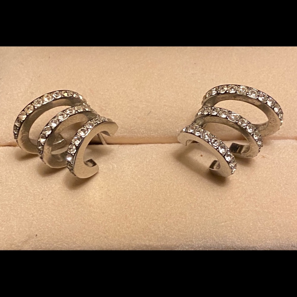 Michael Kors silver triple hoop earrings